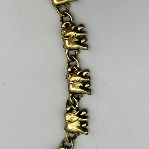 Vintage Elephant Link 18” Necklace Gold Tone Animal Theme Statement Jewelry - Picture 6 of 8